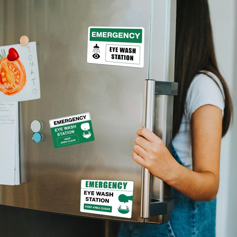 RABOWA Pack 6 Pcs Emergency Eye Wash Station Sign Stickers for Business Contruction Site Public Emergency First Aid Signs Indoor Outdoor Offices Bumper Stickers Waterproof Vinyl Decals - Image 5